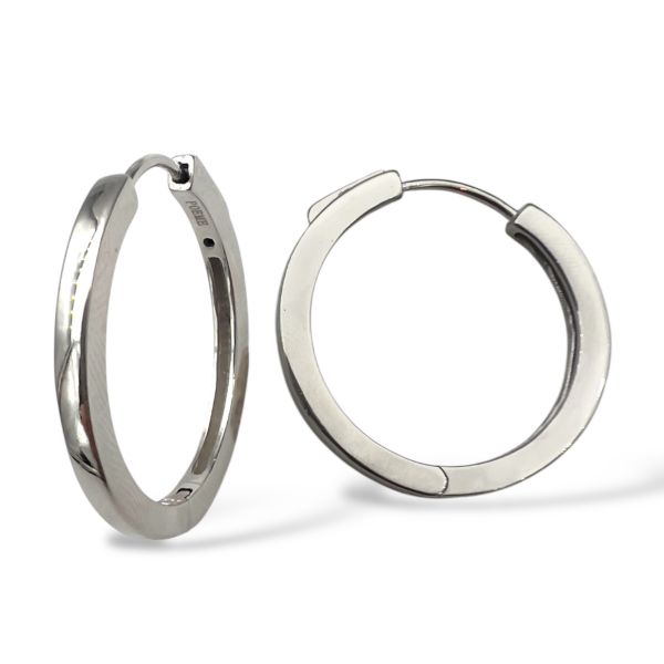 Sølv creoler m. klipslås 2,1cm