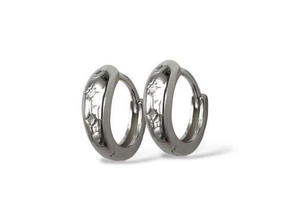 Sølv creoler m. stjerne 