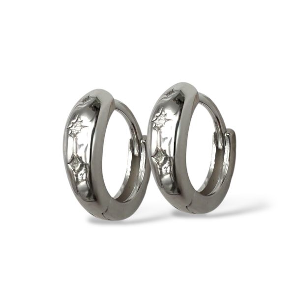 Sølv creoler m. stjerne 