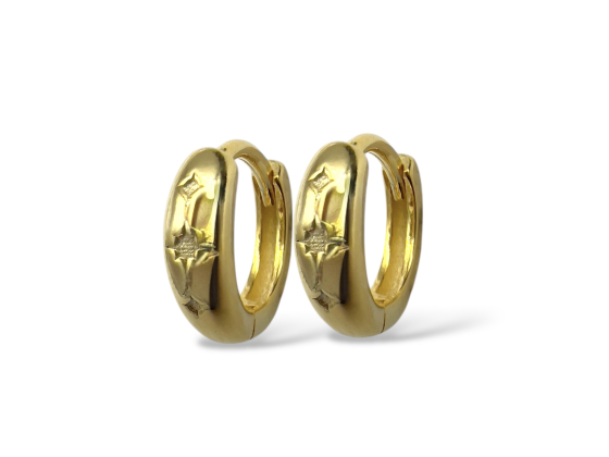 Forgylt sølv creoler m. stjerne 