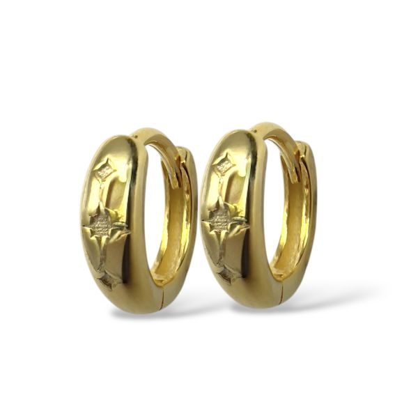 Forgylt sølv creoler m. stjerne 