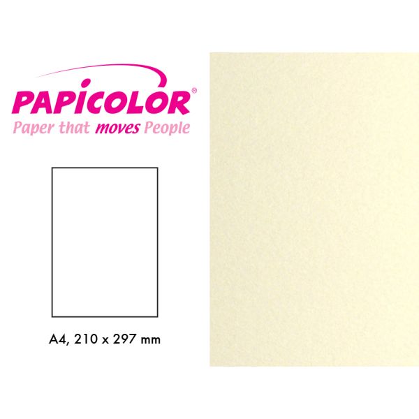 Papicolor A4 250g – 330 Metallic perlehvit – 6stk