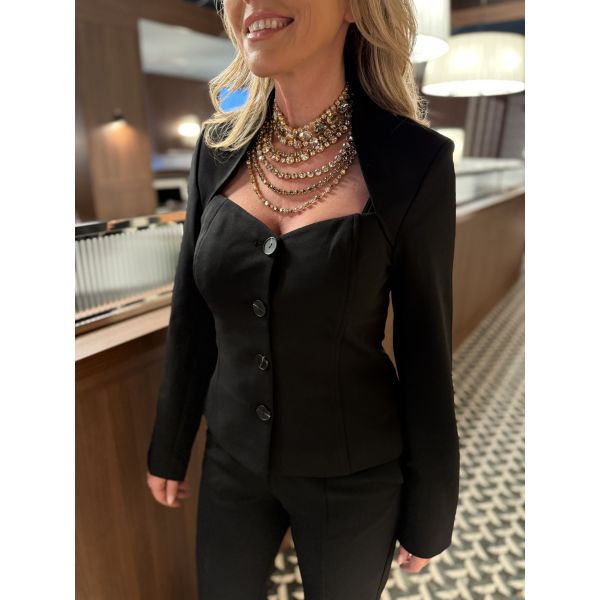 Favo Blazer Top - Black