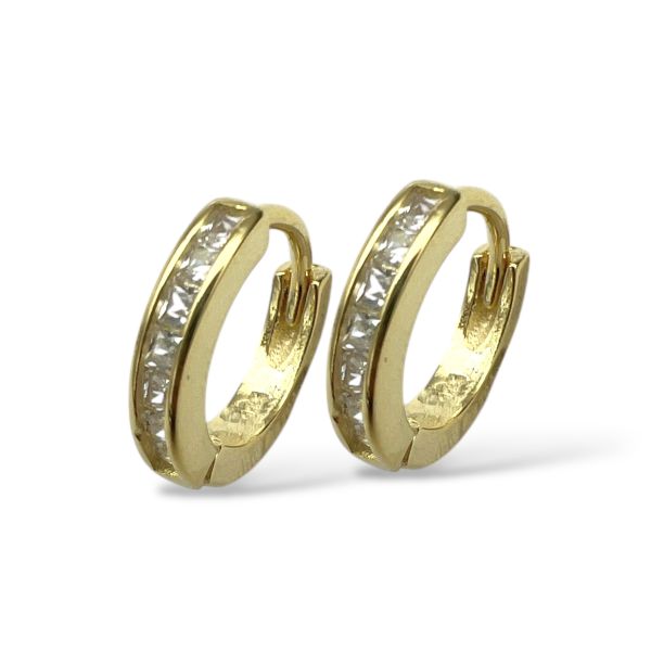 Forgylt sølv creoler m. cubic zirkonia