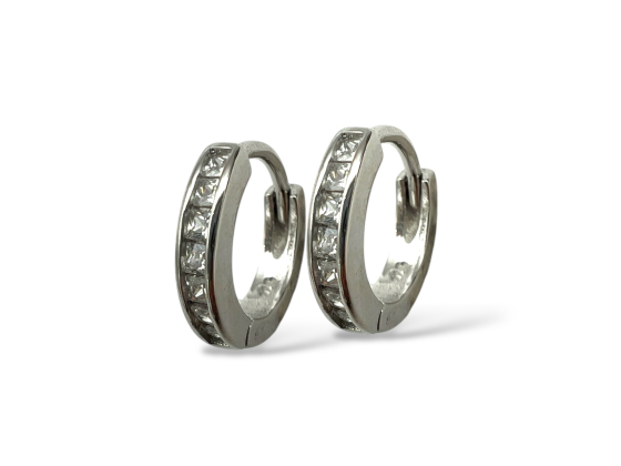 Sølv creoler m. cubic zirkonia