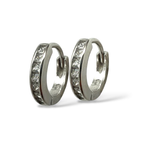 Sølv creoler m. cubic zirkonia