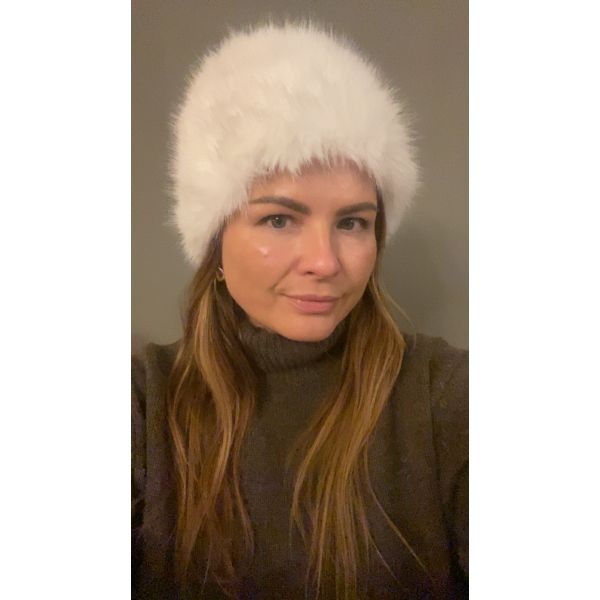 Mia Fake Fur Headband White