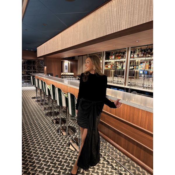 Velvet Bow Mini Dress - Black 