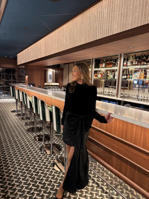 Velvet Bow Mini Dress - Black 