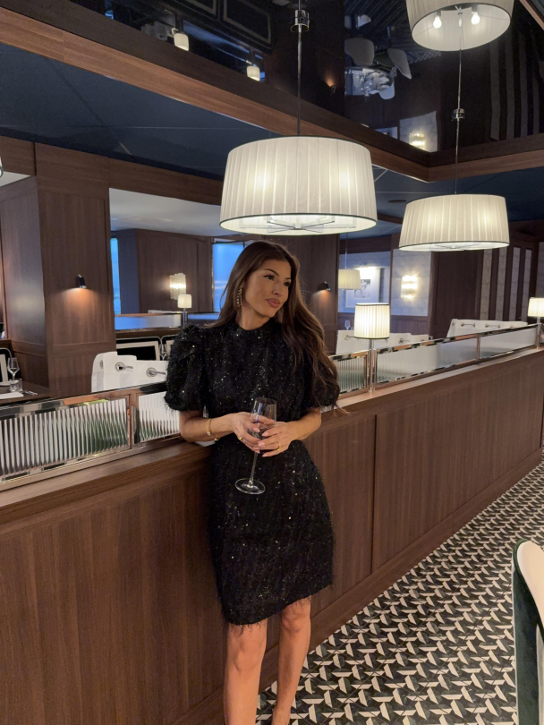  Ilza 2/4 Sequin Dress - Black - Image 2