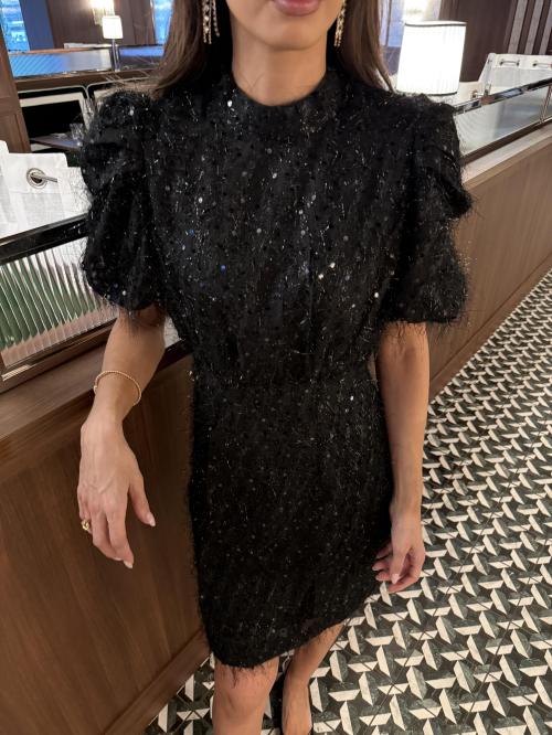  Ilza 2/4 Sequin Dress - Black