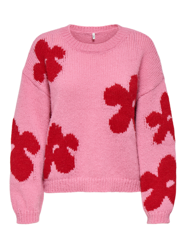 ONLBOOTLE LS FLOWER O-NECK KNT - Image 1