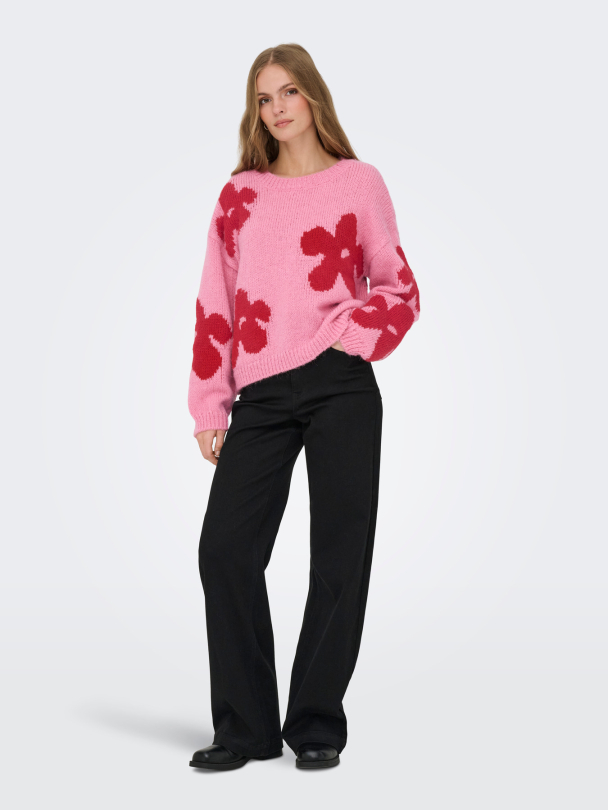 ONLBOOTLE LS FLOWER O-NECK KNT - Image 2