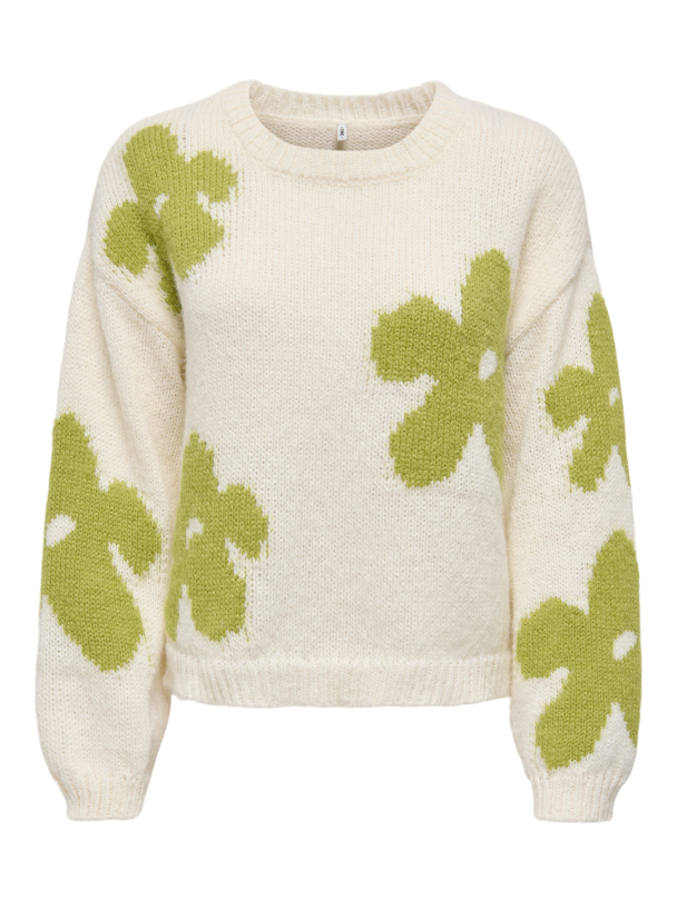 ONLBOOTLE LS FLOWER O-NECK KNT - Image 1