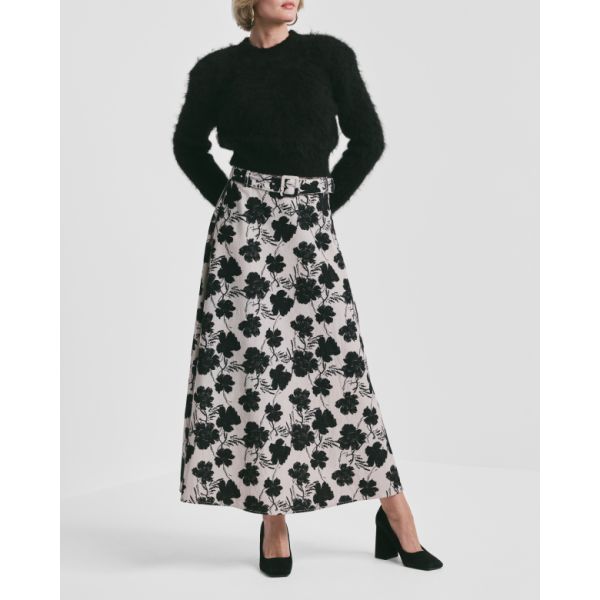 Baby Cord Maxi Skirt - Vintage Peony 