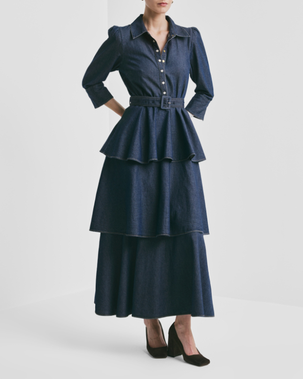 Denim Shirt Dress - Dark Blue  - Image 2