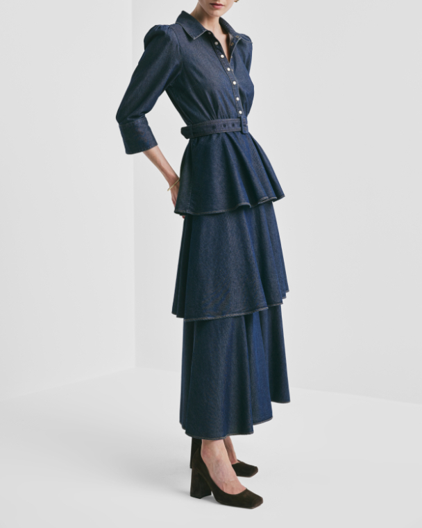 Denim Shirt Dress - Dark Blue  - Image 3
