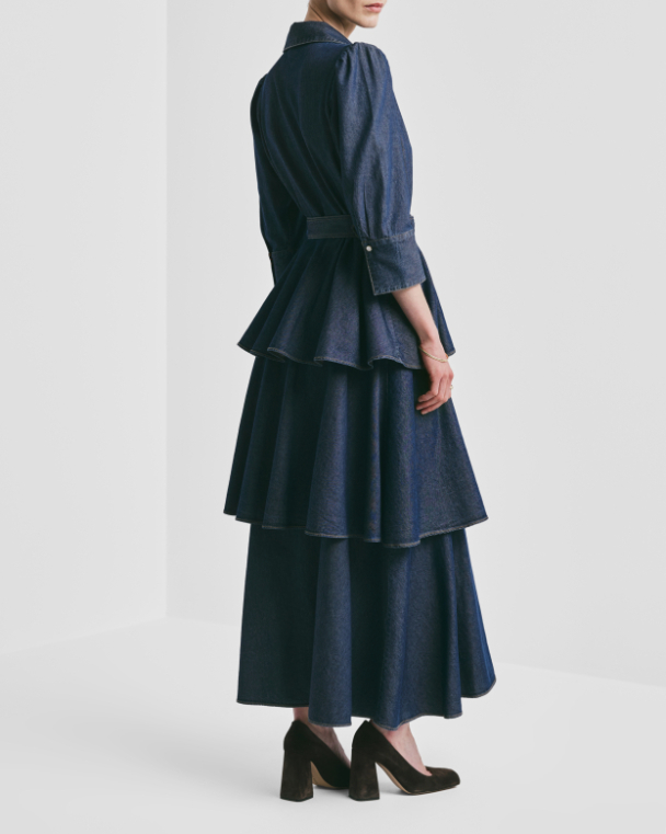 Denim Shirt Dress - Dark Blue  - Image 4