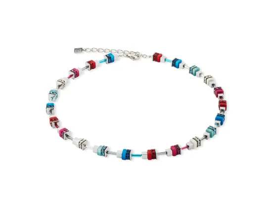 GEOCUBE Necklace Modern Future Cube Blue & Red