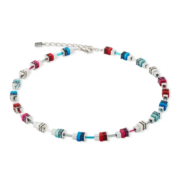 GEOCUBE Necklace Modern Future Cube Blue & Red