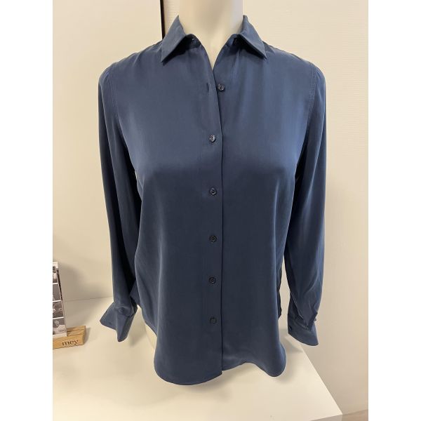 Classic silkebluse, Navy