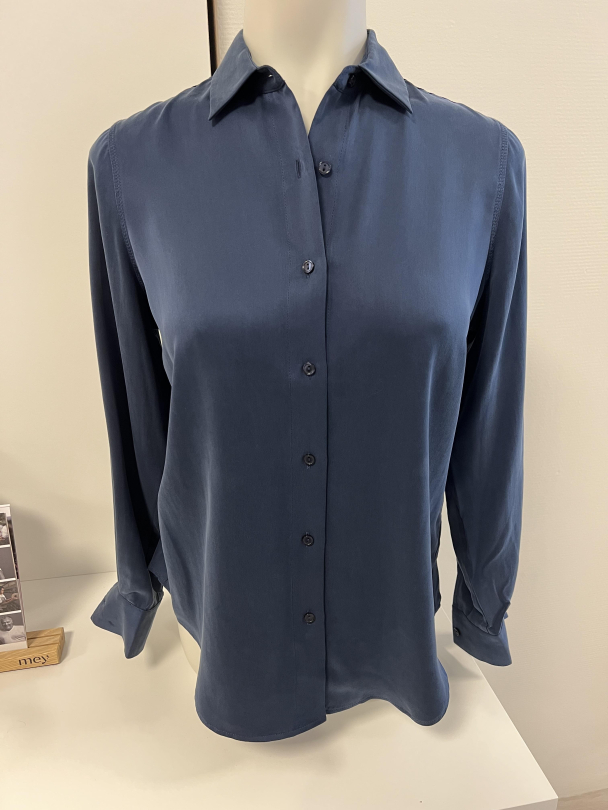 Amuse Classic silkebluse, Navy - Image 1