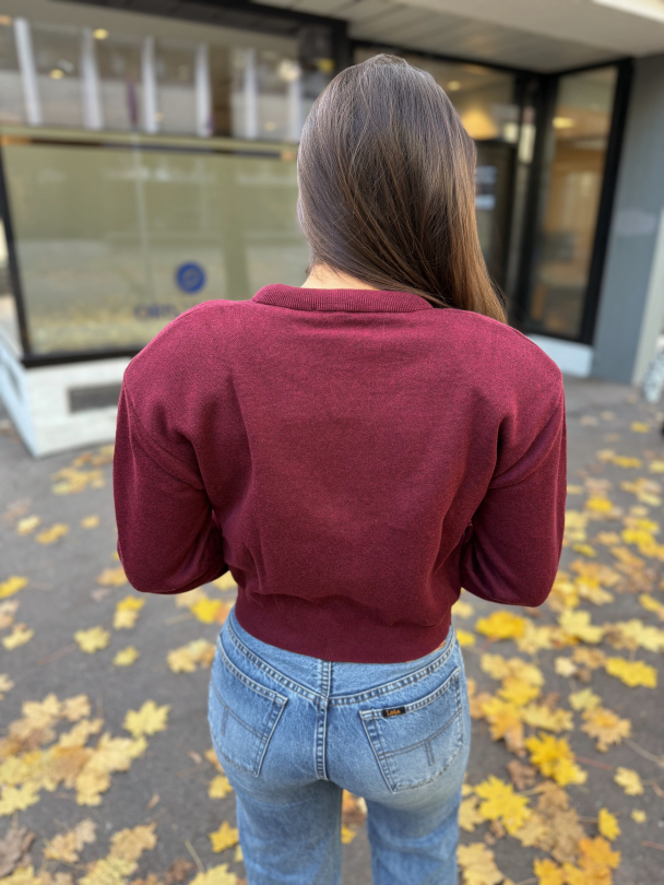 Firm Knit Cardigan - Burgundy  - Image 5