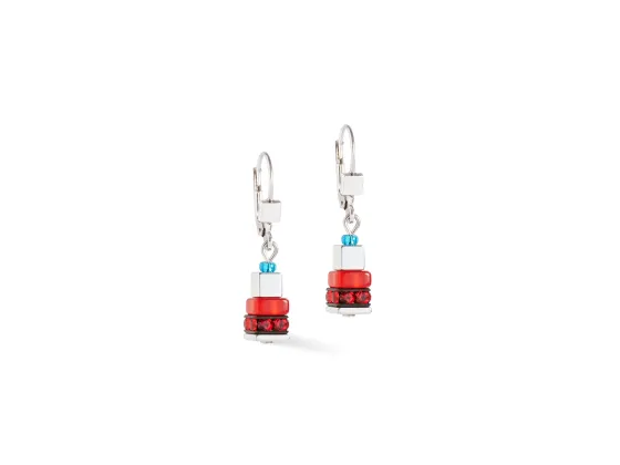GEOCUBE Earrings Modern Future Cube Blue & Red