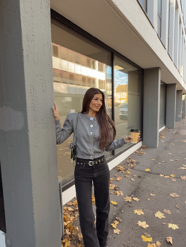 Firm Knit Cardigan - Monument - Image 2