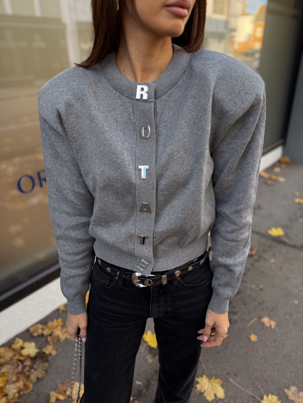 Firm Knit Cardigan - Monument - Image 1