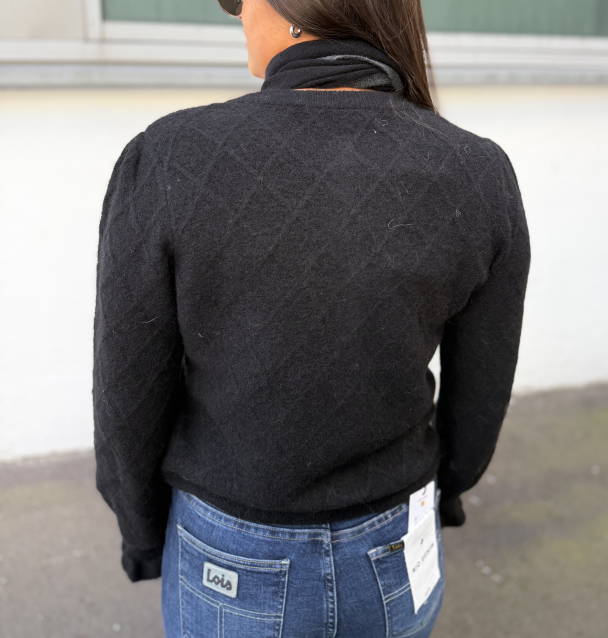 Thelma Ls Wool Blend Knit Cardigan - Black - Image 2