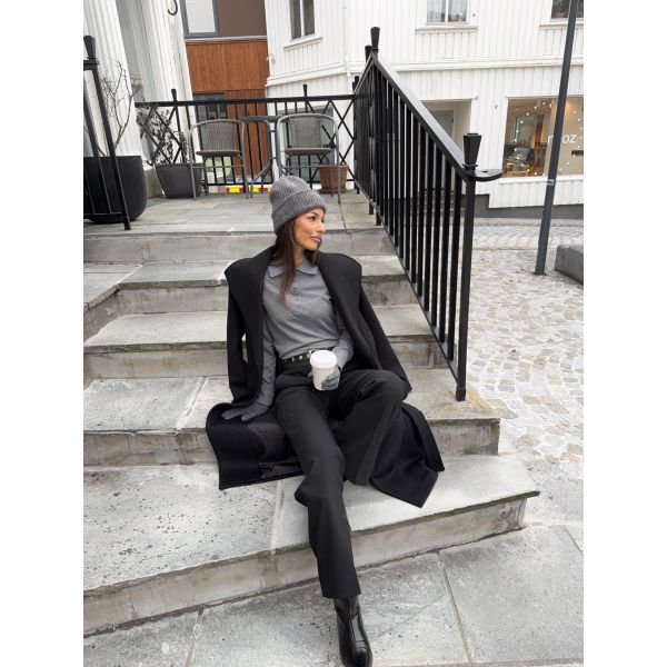 Thea Knit Merino Collar Neck - Medium Grey Melange