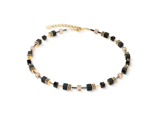 GEOCUBE Necklace Onyx Black & Gold
