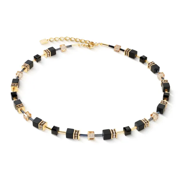 GEOCUBE Necklace Onyx Black & Gold