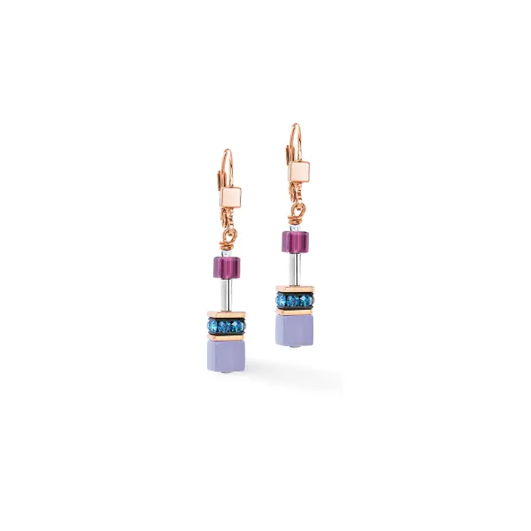 GEOCUBE Earrings Iconic Blue Moon Rose Gold