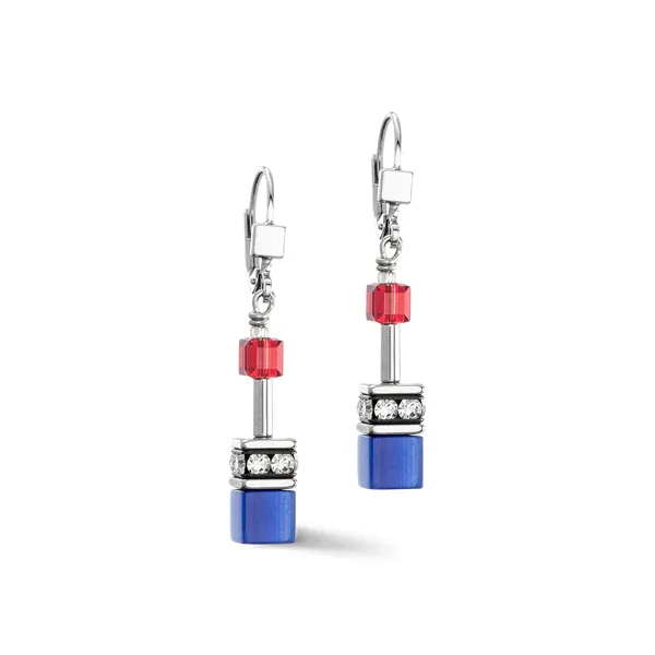 GEOCUBE Earrings Iconic Silver & Royal