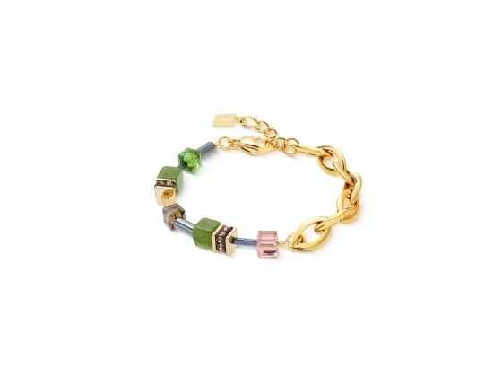 GEOCUBE Bracelet Chunky Chain Gold & Green