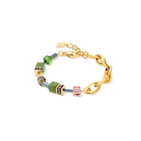 GEOCUBE Bracelet Chunky Chain Gold & Green