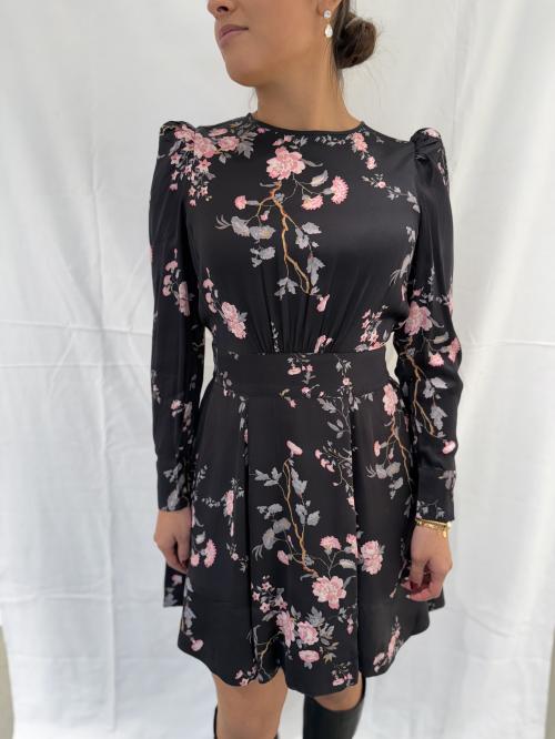 Satin Mini Dress - Midnight Garden