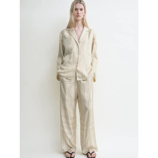 Monogram Silk Pj Top Ivory