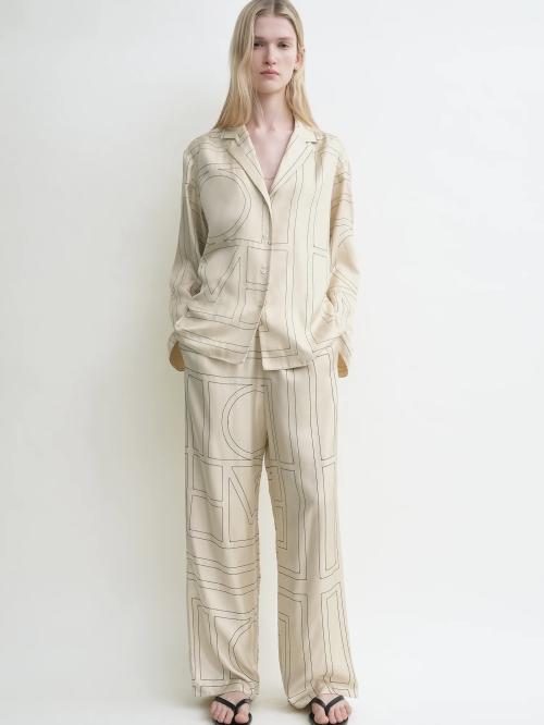 Monogram Silk Pj Top Ivory