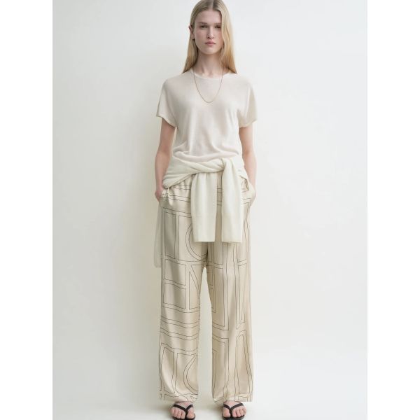 Monogram Silk Pj Bottoms Ivory