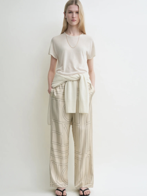 Monogram Silk Pj Bottoms Ivory - Image 1