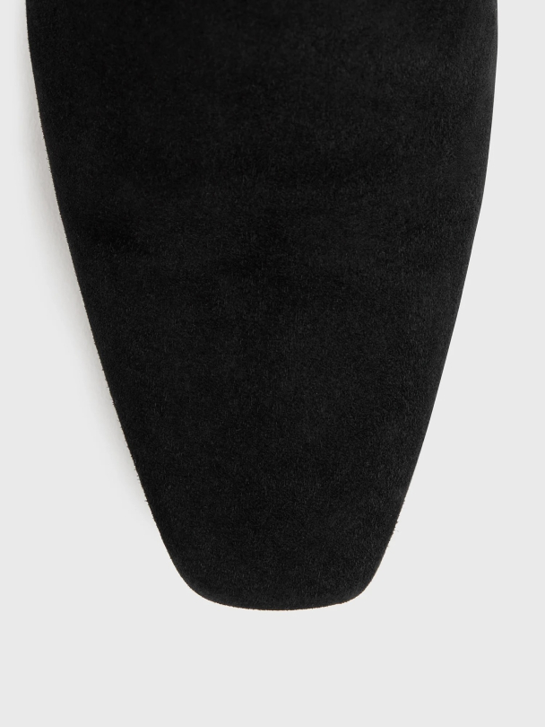 Suede Mid-Heel Boots Black - Image 3