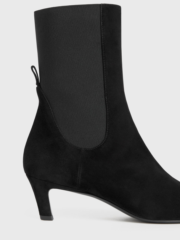 Suede Mid-Heel Boots Black - Image 5