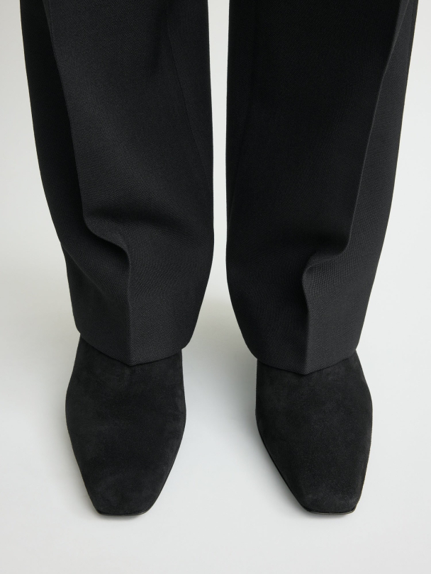 Suede Mid-Heel Boots Black - Image 6