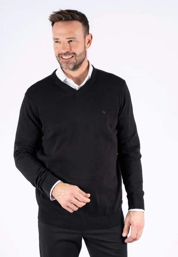 Malcom v-neck genser, svart - Image 1