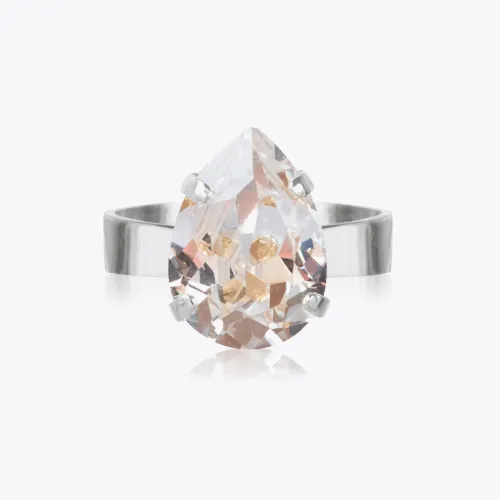 Mini Drop Ring - Rhodium Crystal