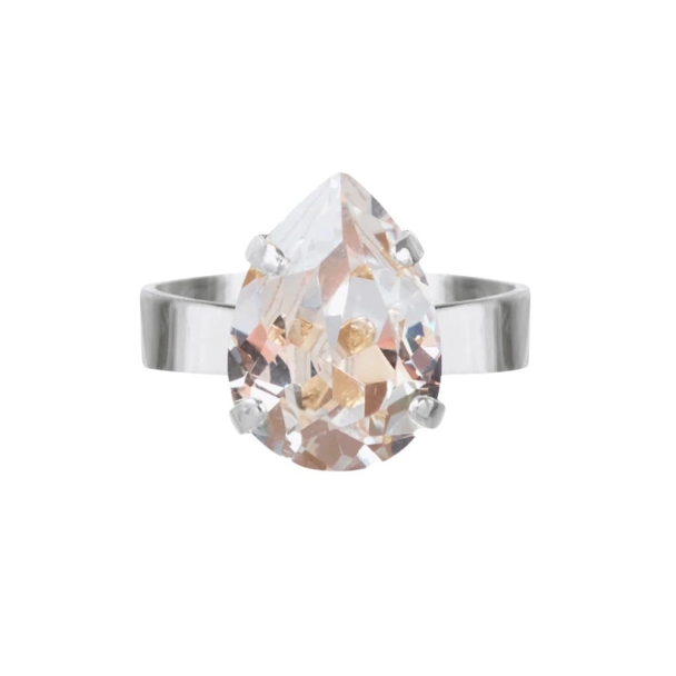 Mini Drop Ring - Rhodium/Crystal 