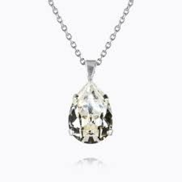 Mini Drop Necklace Rhodium - Crystal 